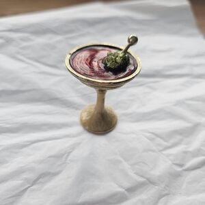 Monet Gold and Red Swirl Cocktail Glass